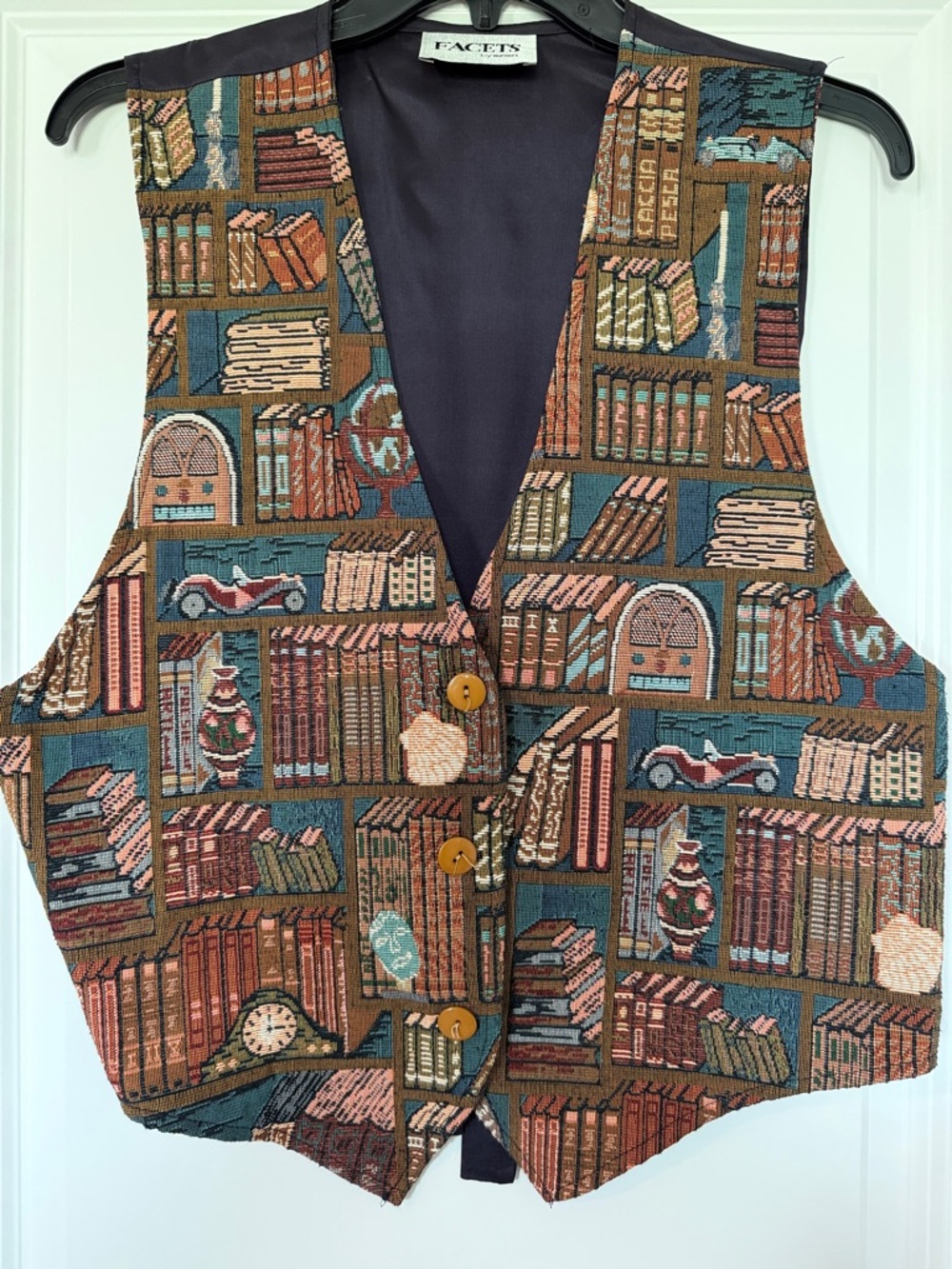 FACETS Vintage Tapestry Bookcase Vest - Picture 4 of 10